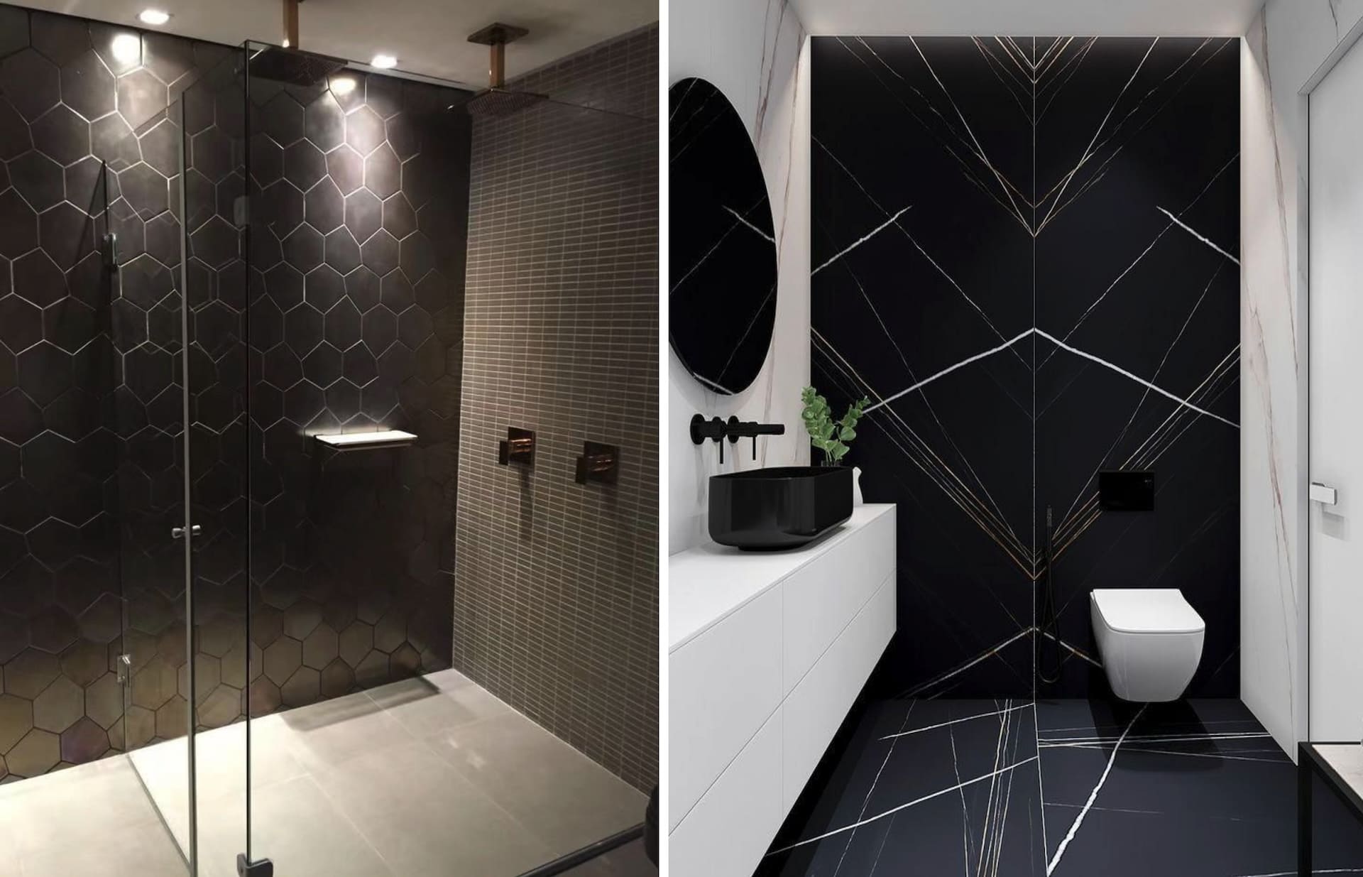 Top End Tiling, tiler Auckland: Showcase of a stylish bathroom renovation with unique tilework.